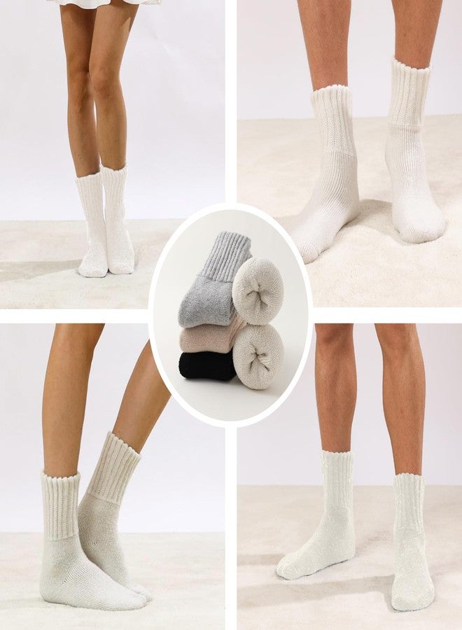 Marchare Women Wool Socks Thermal Boot Socks Winter Extra Thick Warm Cozy Sock For Women White - Image 5